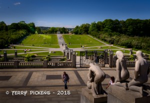 View from Monolith Plateau to the Circle of Life at Frogner Park